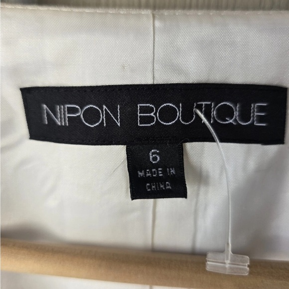 $240 Nipon Boutique Linen Blend Blazer Jacket Women 6 Lace Flare Sleeve Eyelet - Picture 9 of 14